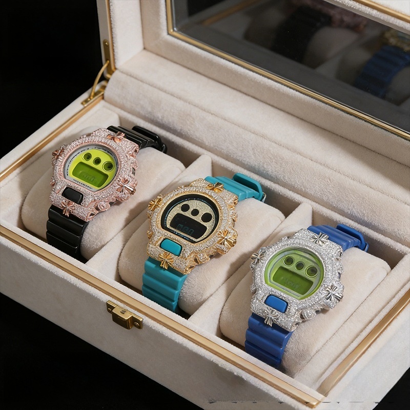 Moissanite Watch Case — Cross for G-Shock DW-6900, 925 Silver